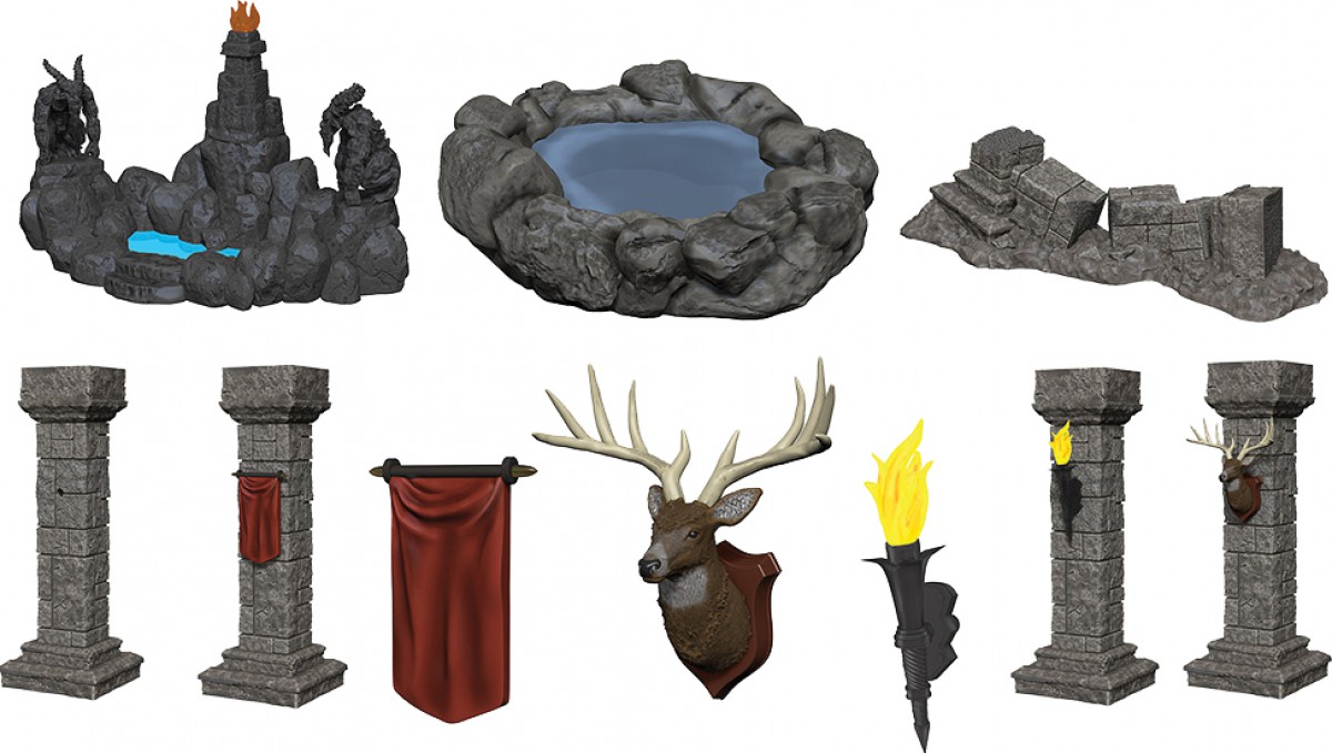 WizKids Miniatures: Fantasy Terrain - Painted Pools & Pillars (Set 1)