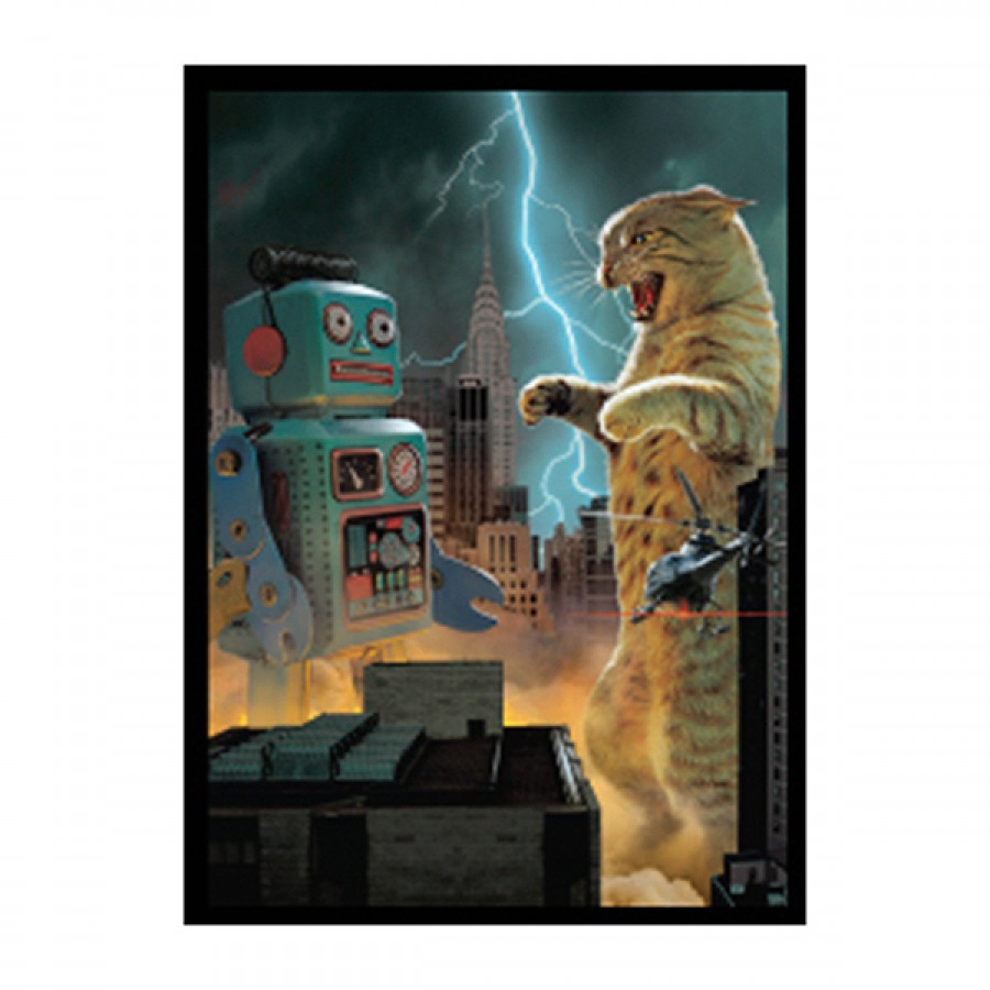 Card Sleeves: Double-Matte White Core- Movie Cats- Catzilla (50ct)