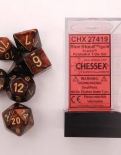 Chessex Scarab 7 Blue Blood with Gold