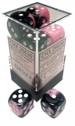 Chessex - Gemini 16mm D6 set Black/Pink with White