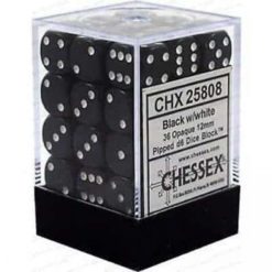 Chessex - Opaque 12mm Black w/ White d6 set