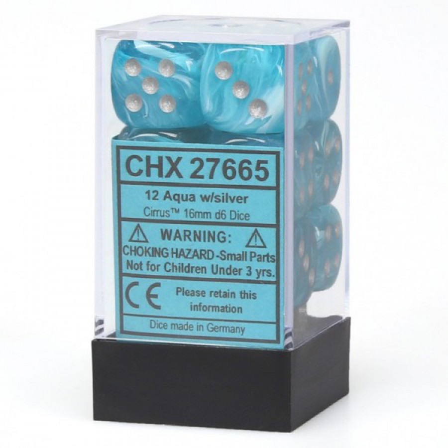 Chessex Cirrus 12 Aqua/Silver 16mm D6