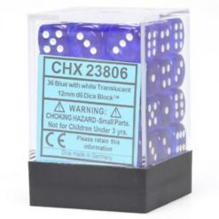 Chessex - Translucent 12mm Blue w/ White d6 set