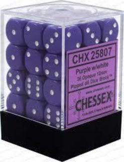 Chessex - Opaque 12mm Purple w/ White d6 set