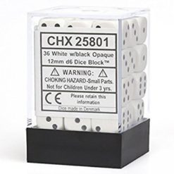 Chessex - Opaque white/black 12mm D6