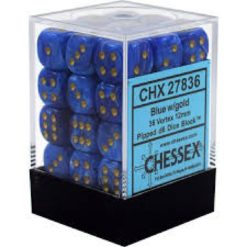Chessex Vortex 12MM D6 Block Blue w/ Gold