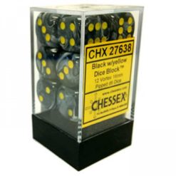 Chessex Vortex 16MM D6 Block Black w/ Yellow