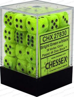 Chessex - 12mm d6 set Vortex Bright Green w/Black