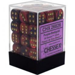 36 Purple-Red w/gold Gemini 12mm D6 Dice Block