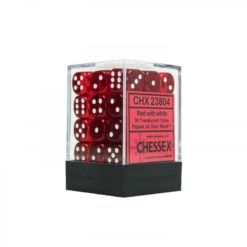 36 Red w/white Translucent 12mm D6 Dice Block