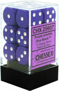Chessex - 16mm Opaque Purple w/ White d6 set