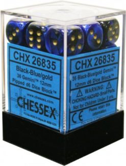 12mm d6 w/pips Black-Blue w/gold