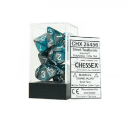 Chessex Gemini Steel-Teal/white 7 Die Set