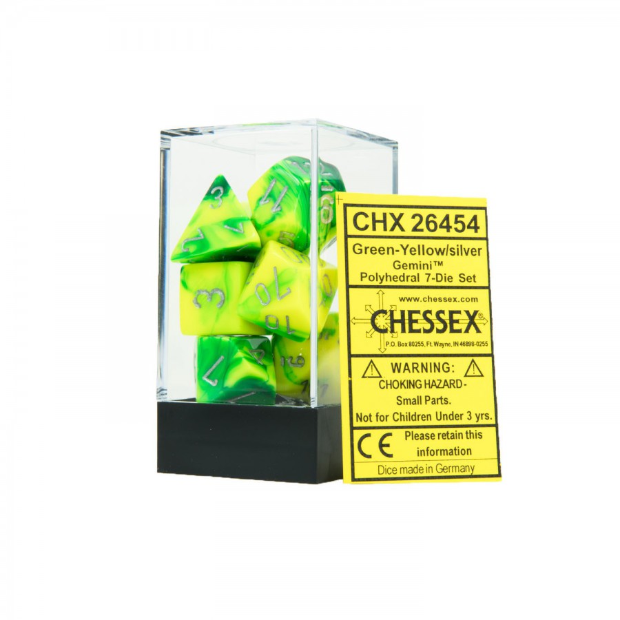 Chessex Gemini Green-Yellow/silver 7 Die Set