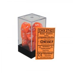 7 Solar w/white vortex Polyhedral Dice Set