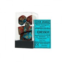 Chessex Red-Teal/Gold polyhedral 7 Die Set