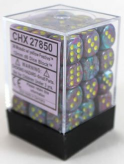 Festive Mosaic with Yellow 36ct 12mm D6 Dice Block (CHX27850)