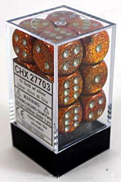 Glitter Gold and Silver 12ct 16mm D6 Dice Block