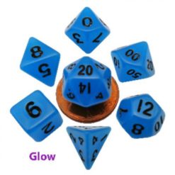 7 Count Mini Dice Poly Set: Glow Blue