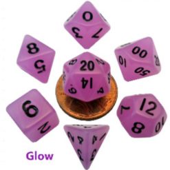 7 Count Mini Dice Poly Set: Glow Purple