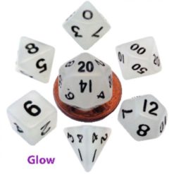 7 Count Mini Dice Poly Set: Glow Clear