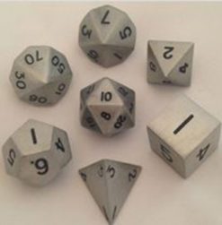 7 Count Dice Metal Set: Antique Silver