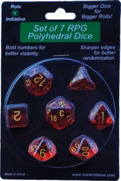 Translucent Red with Gold Numbers - Set of 7