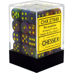 12mm D6 Dice Festive Rio w/ Yellow