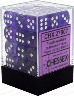 12mm D6 Dice Borealis Purple w/White