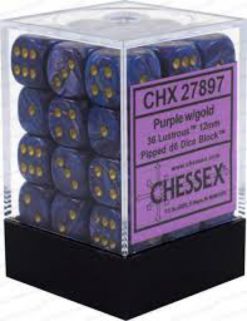 12mm D6 Lustrous Purple w/ Gold