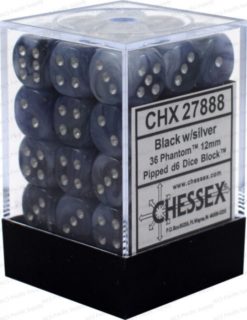 12mm D6 Dice Phantom Black w/Silver