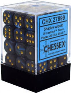 12mm D6 Dice Lustrous Shadow w/Gold