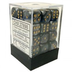 12mm D6 Dice Lustrous Black w/Gold