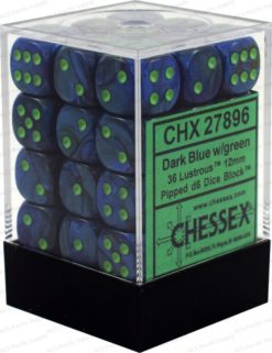 12mm D6 Dice Lustrous Dark Blue w/Green