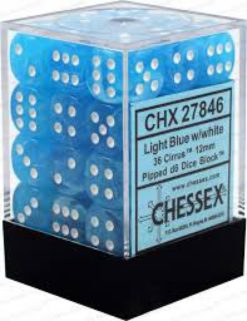 12mm D6 Dice Cirrus Light Blue w/White