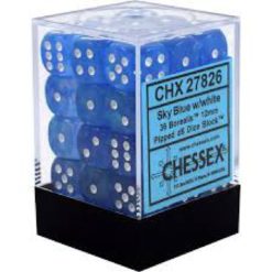 12mm D6 Dice Borealis Sky Blue w/White