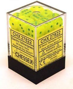 12mm D6 Dice Vortex Electric Yellow w/Green