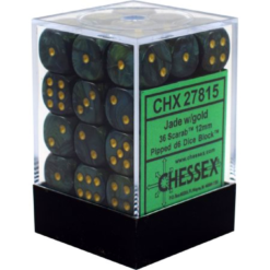 12mm D6 Dice Scarab Jade w/Gold