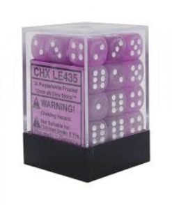 12mm D6 Dice Frosted Purple w/White