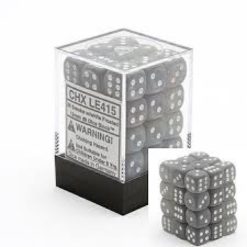 12mm D6 Dice Frosted Smoke w/White