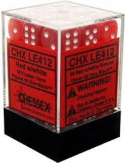 12mm D6 Dice Frosted Red w/White