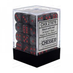 12mm D6 Dice Velvet Black w/Red