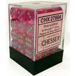 12mm D6 Dice Borealis Pink w/Silver