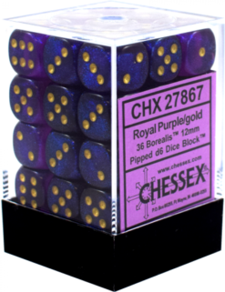 12mm D6 Dice Borealis Royal Purple w/Gold