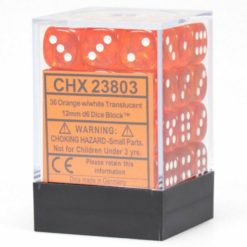 12mm D6 Dice Translucent Orange w/White
