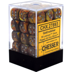 12mm D6 Dice Lustrous Gold w/Silver