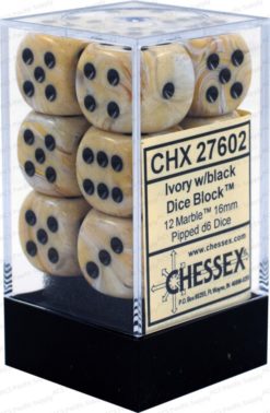 16mm D6 Marble Ivory/Black