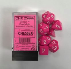 Opaque Pink/White 7 Dice Set