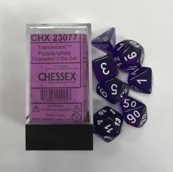 Translucent Purple/ White 7 Dice Set