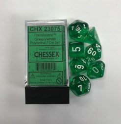 Translucent Green/ White 7 Dice Set